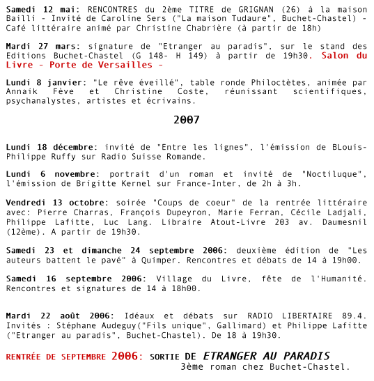 Samedi 12 mai: RENCONTRES du